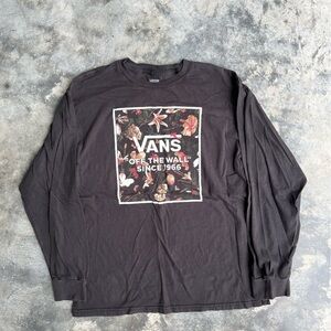 Vans Black Floral Graphic Long Sleeve Tee
